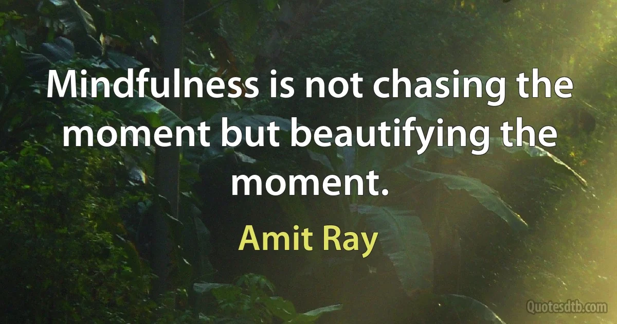 Mindfulness is not chasing the moment but beautifying the moment. (Amit Ray)