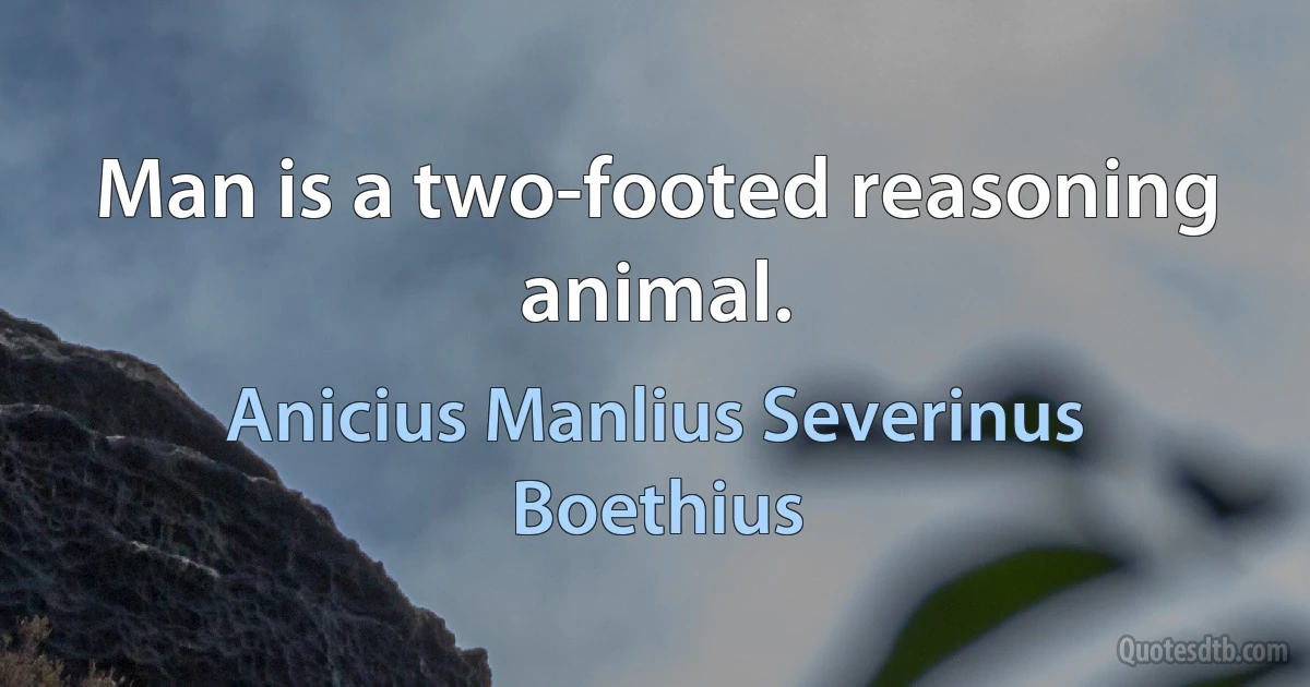 Man is a two-footed reasoning animal. (Anicius Manlius Severinus Boethius)