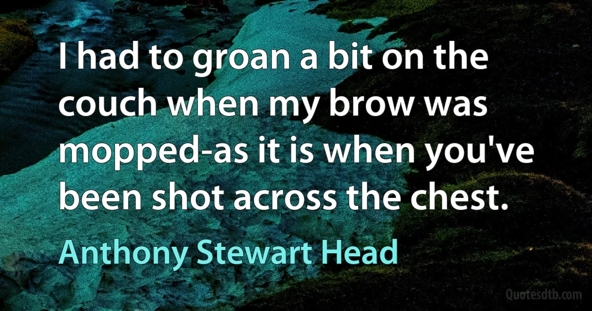 I had to groan a bit on the couch when my brow was mopped-as it is when you've been shot across the chest. (Anthony Stewart Head)