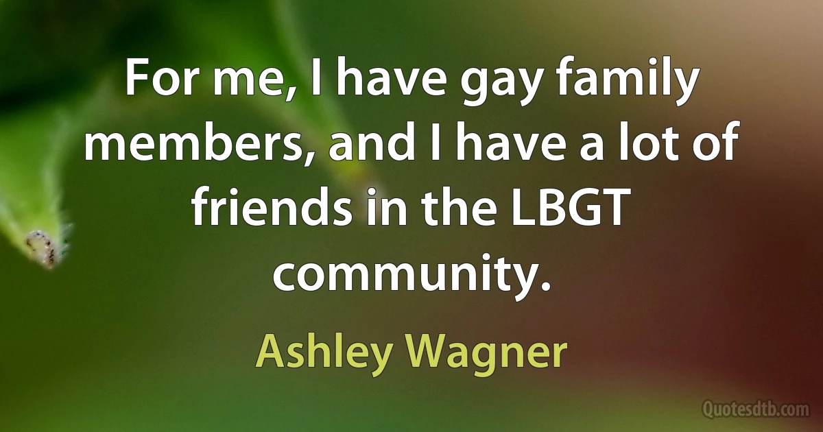 For me, I have gay family members, and I have a lot of friends in the LBGT community. (Ashley Wagner)