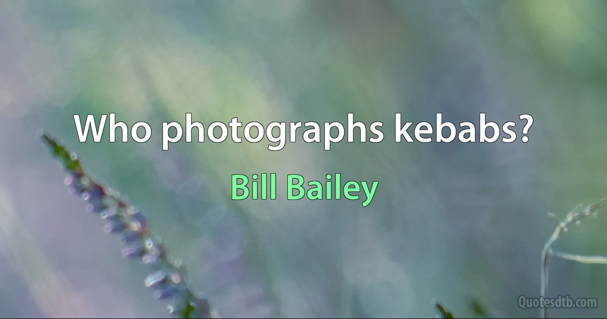 Who photographs kebabs? (Bill Bailey)