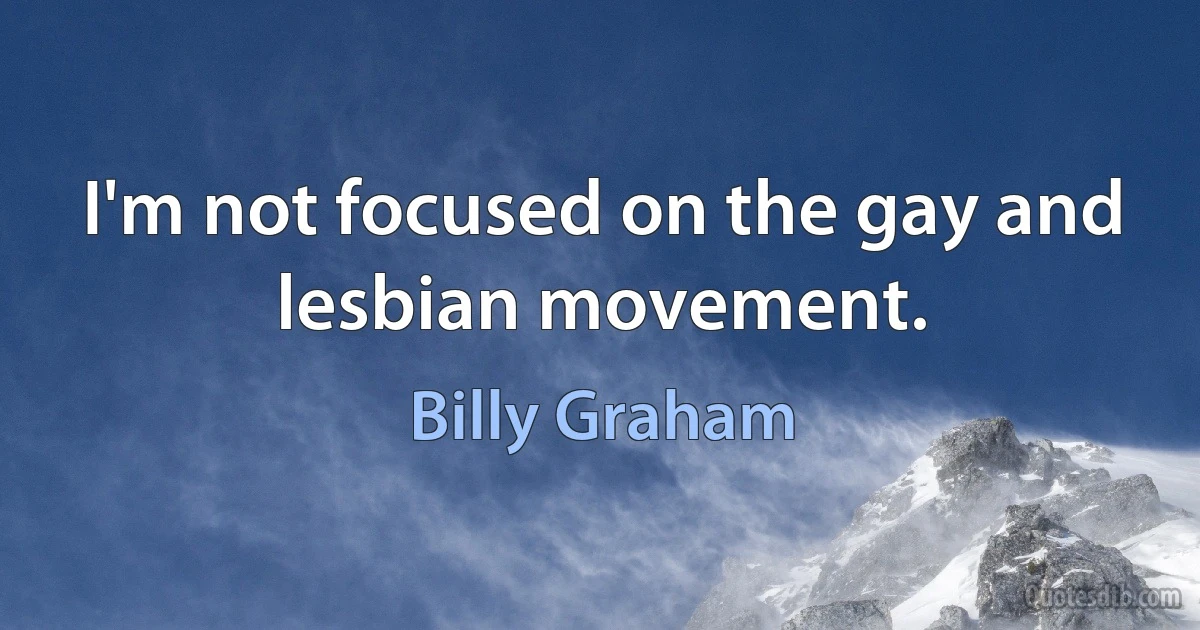 I'm not focused on the gay and lesbian movement. (Billy Graham)