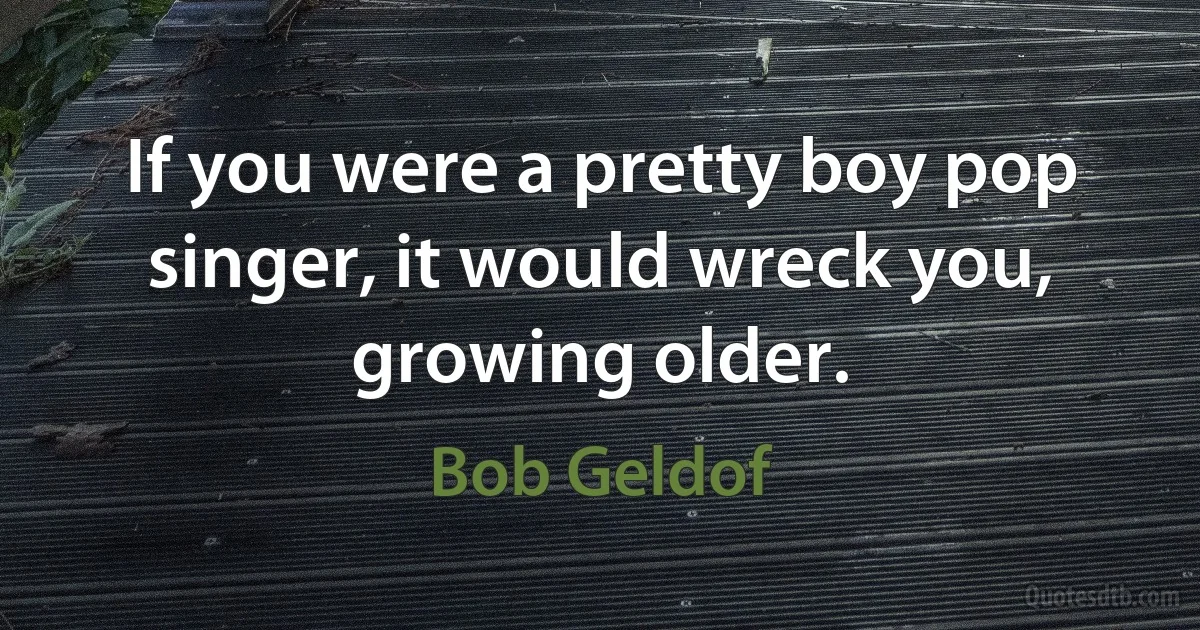 If you were a pretty boy pop singer, it would wreck you, growing older. (Bob Geldof)