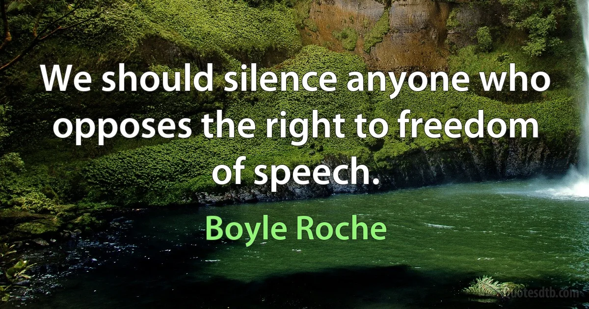 We should silence anyone who opposes the right to freedom of speech. (Boyle Roche)