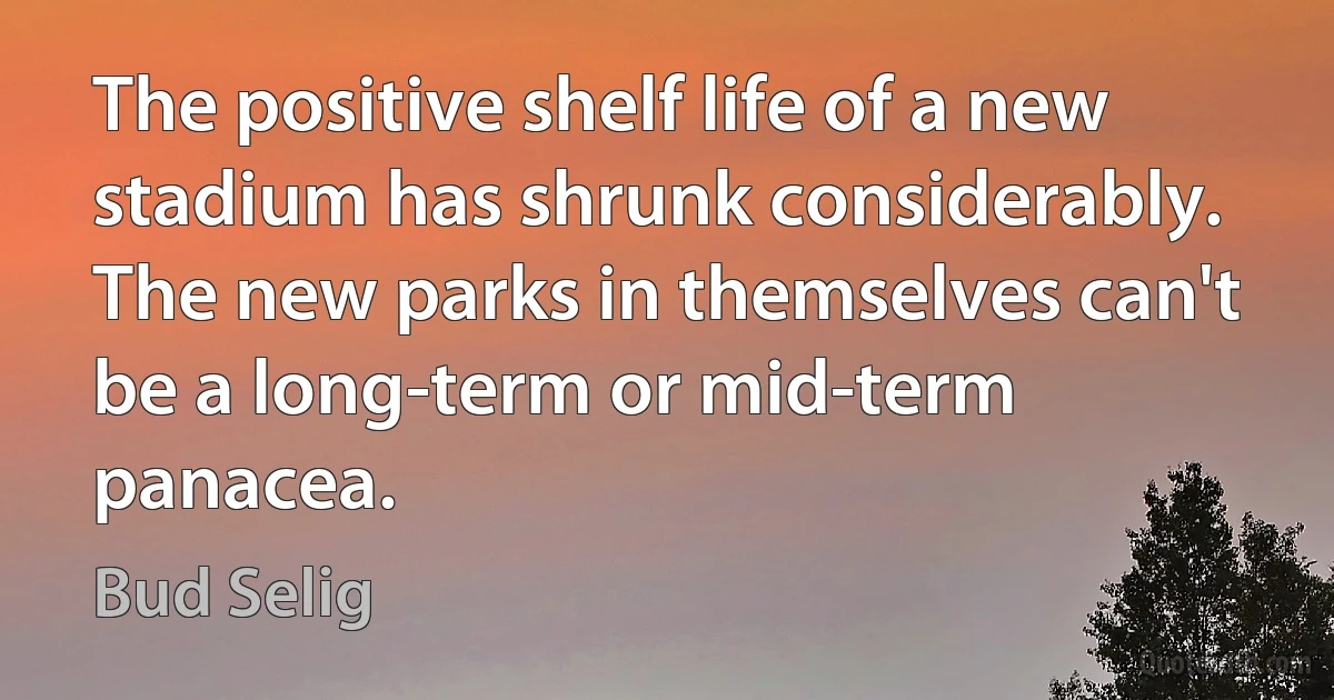 The positive shelf life of a new stadium has shrunk considerably. The new parks in themselves can't be a long-term or mid-term panacea. (Bud Selig)