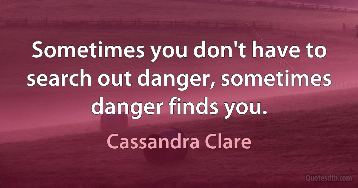 Sometimes you don't have to search out danger, sometimes danger finds you. (Cassandra Clare)