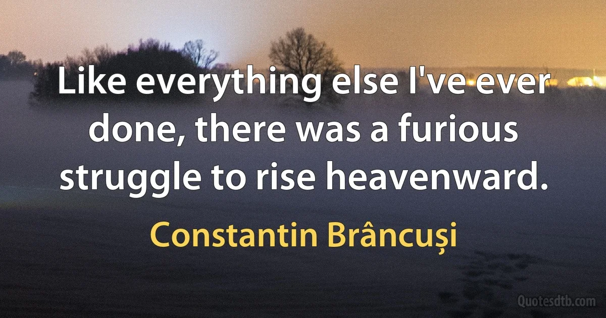 Like everything else I've ever done, there was a furious struggle to rise heavenward. (Constantin Brâncuși)