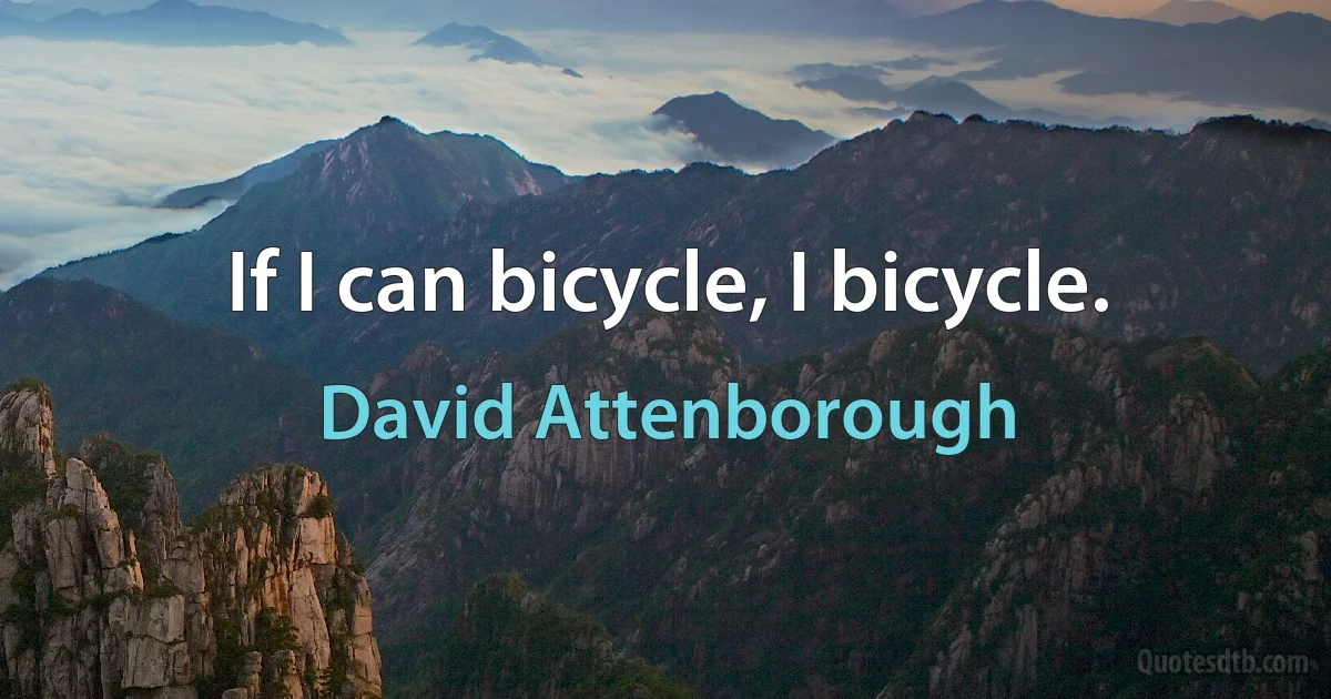 If I can bicycle, I bicycle. (David Attenborough)