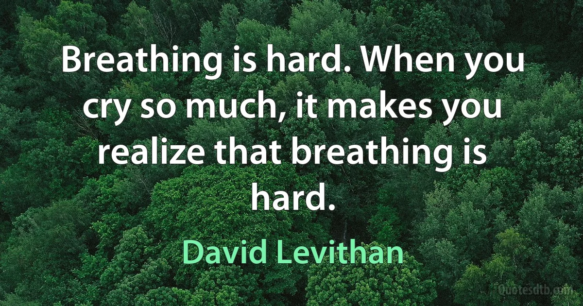 Breathing is hard. When you cry so much, it makes you realize that breathing is hard. (David Levithan)