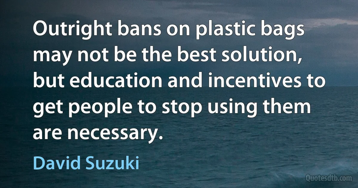 Outright bans on plastic bags may not be the best solution, but education and incentives to get people to stop using them are necessary. (David Suzuki)