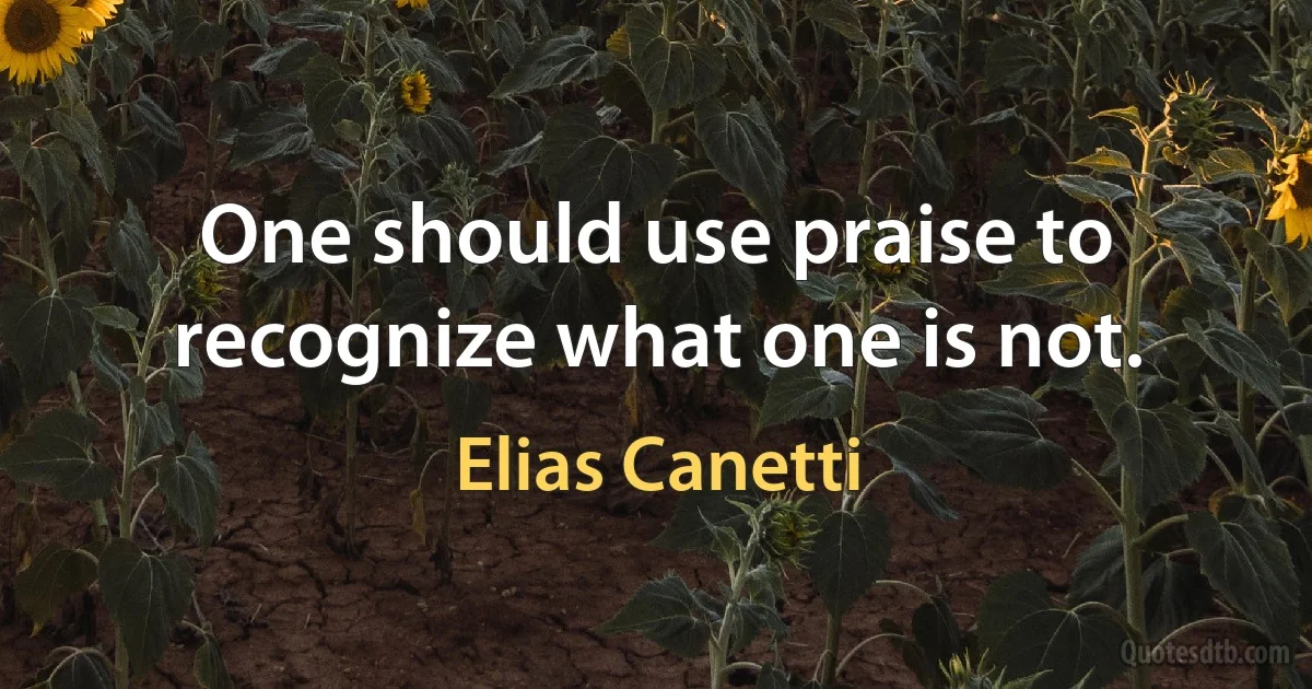 One should use praise to recognize what one is not. (Elias Canetti)