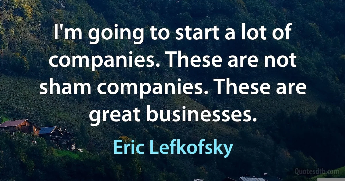 I'm going to start a lot of companies. These are not sham companies. These are great businesses. (Eric Lefkofsky)