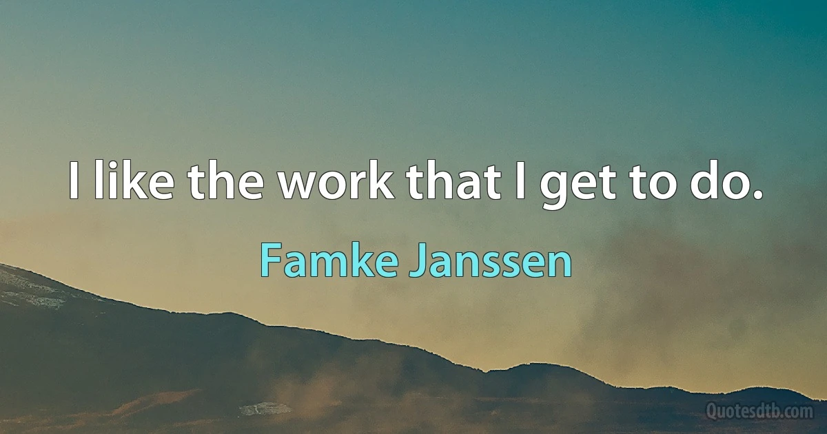 I like the work that I get to do. (Famke Janssen)