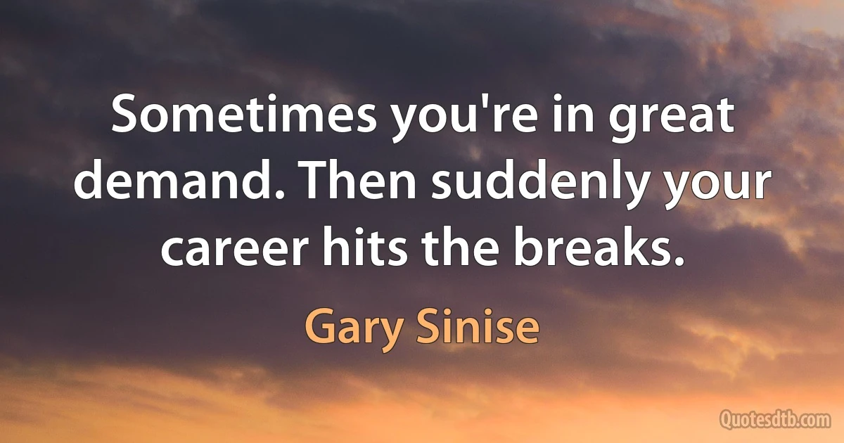 Sometimes you're in great demand. Then suddenly your career hits the breaks. (Gary Sinise)