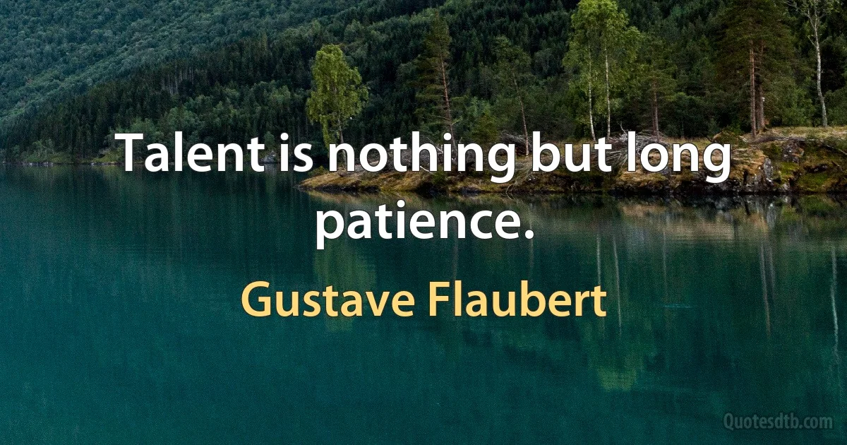 Talent is nothing but long patience. (Gustave Flaubert)