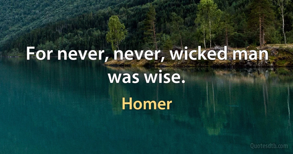 For never, never, wicked man was wise. (Homer)