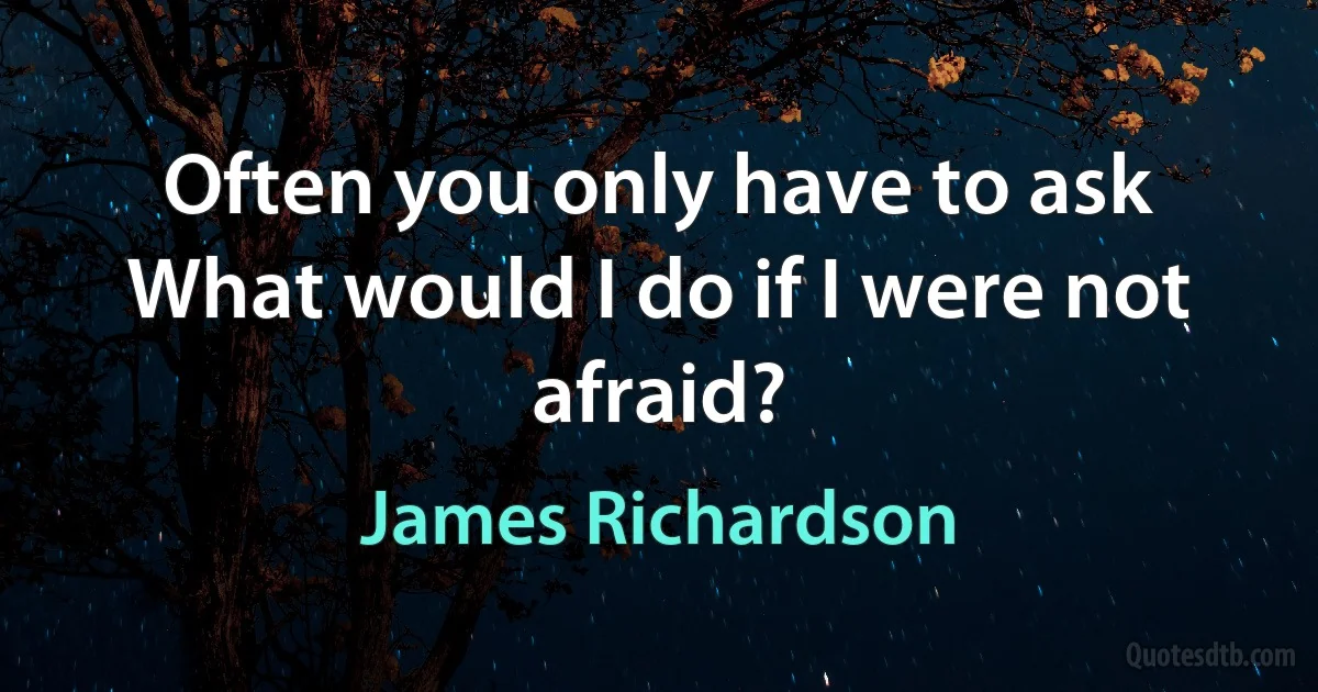 Often you only have to ask What would I do if I were not afraid? (James Richardson)