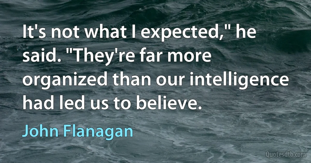 It's not what I expected," he said. "They're far more organized than our intelligence had led us to believe. (John Flanagan)