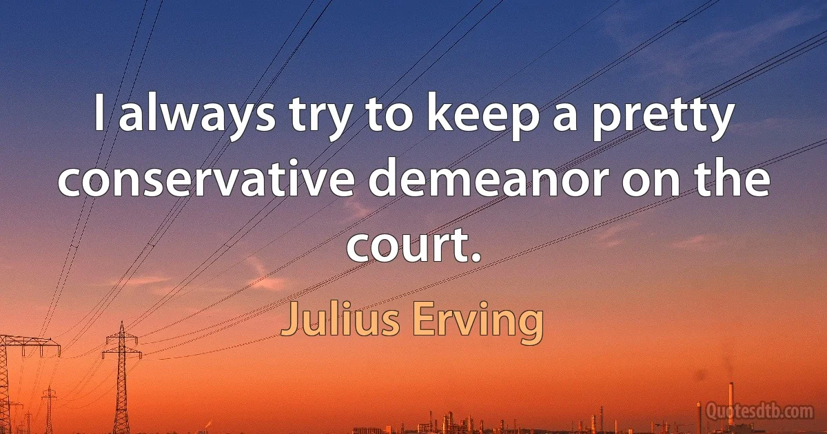 I always try to keep a pretty conservative demeanor on the court. (Julius Erving)