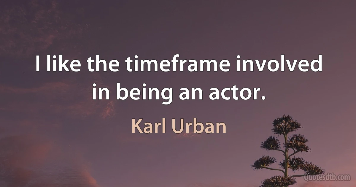 I like the timeframe involved in being an actor. (Karl Urban)