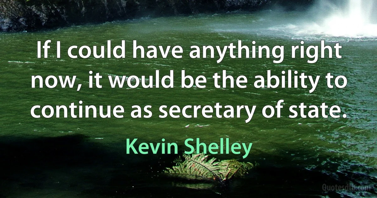 If I could have anything right now, it would be the ability to continue as secretary of state. (Kevin Shelley)