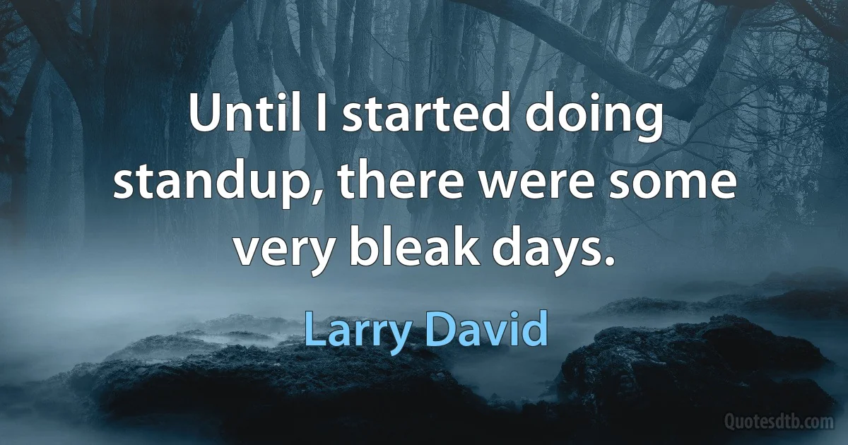 Until I started doing standup, there were some very bleak days. (Larry David)