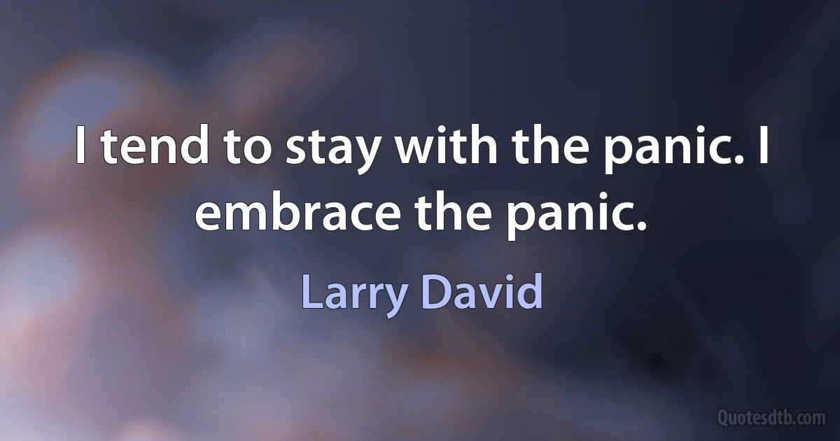 I tend to stay with the panic. I embrace the panic. (Larry David)