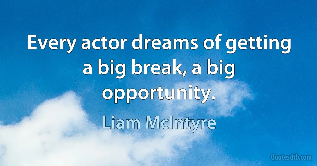 Every actor dreams of getting a big break, a big opportunity. (Liam McIntyre)