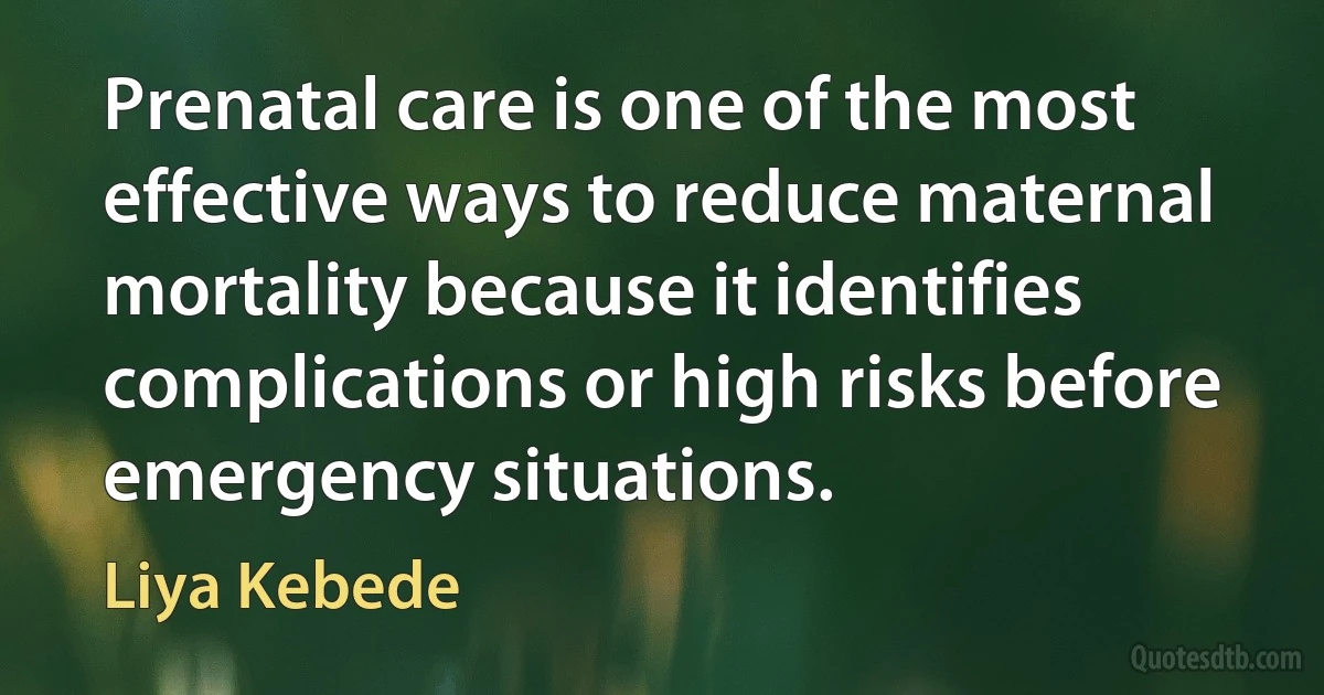 Prenatal care is one of the most effective ways to reduce maternal mortality because it identifies complications or high risks before emergency situations. (Liya Kebede)