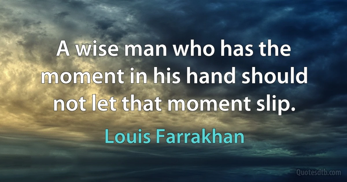 A wise man who has the moment in his hand should not let that moment slip. (Louis Farrakhan)