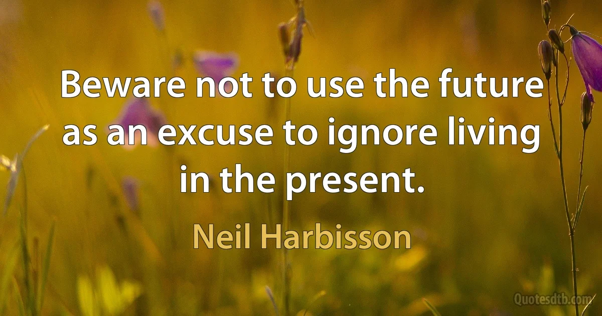 Beware not to use the future as an excuse to ignore living in the present. (Neil Harbisson)