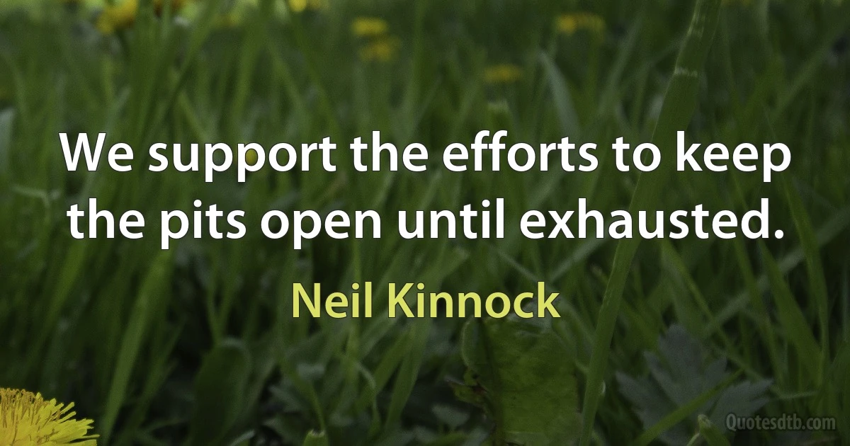 We support the efforts to keep the pits open until exhausted. (Neil Kinnock)