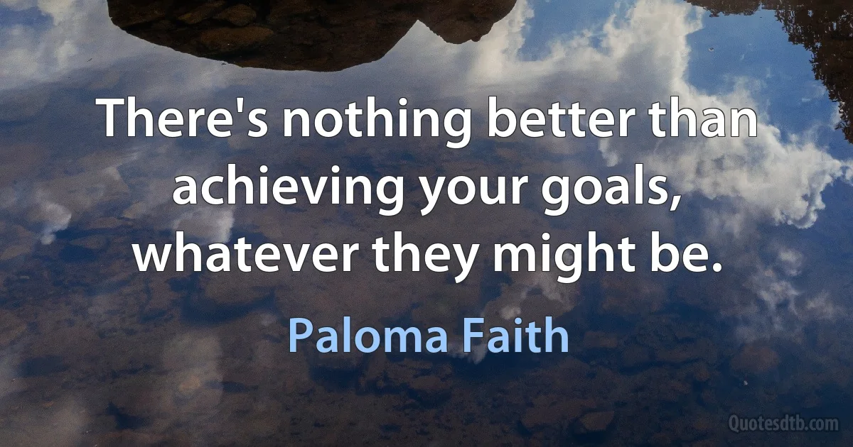 There's nothing better than achieving your goals, whatever they might be. (Paloma Faith)