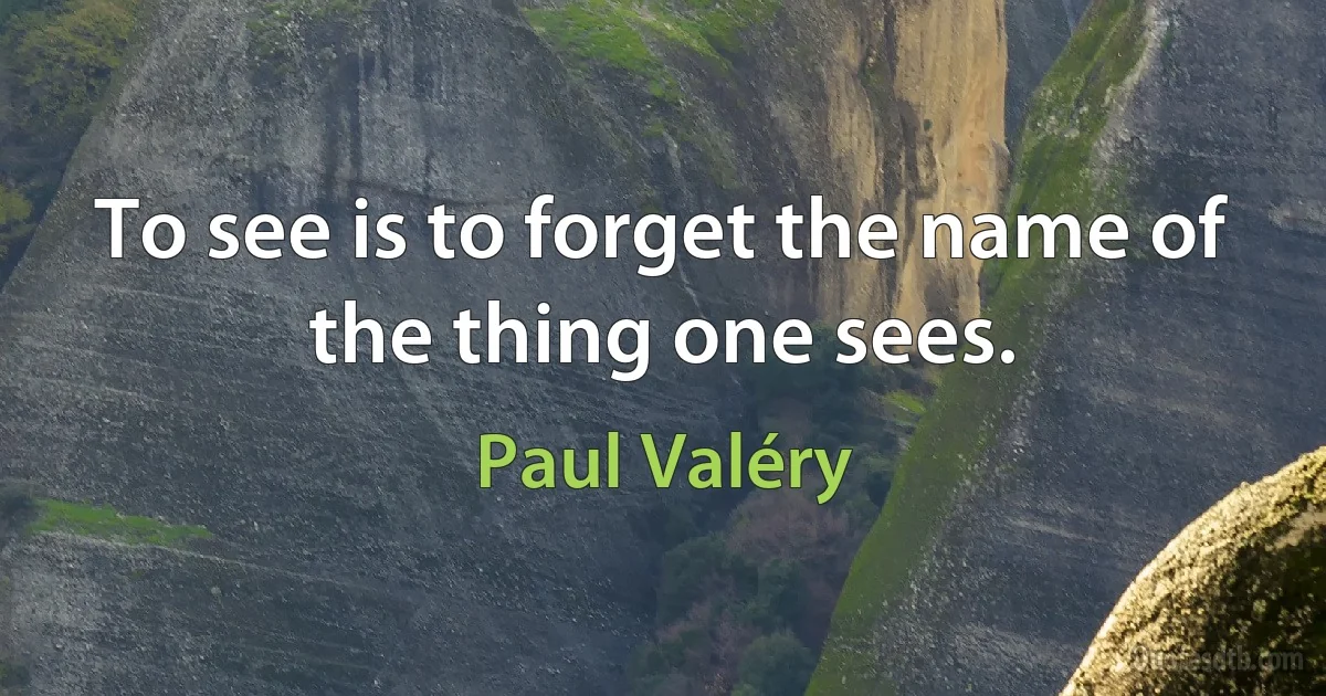 To see is to forget the name of the thing one sees. (Paul Valéry)