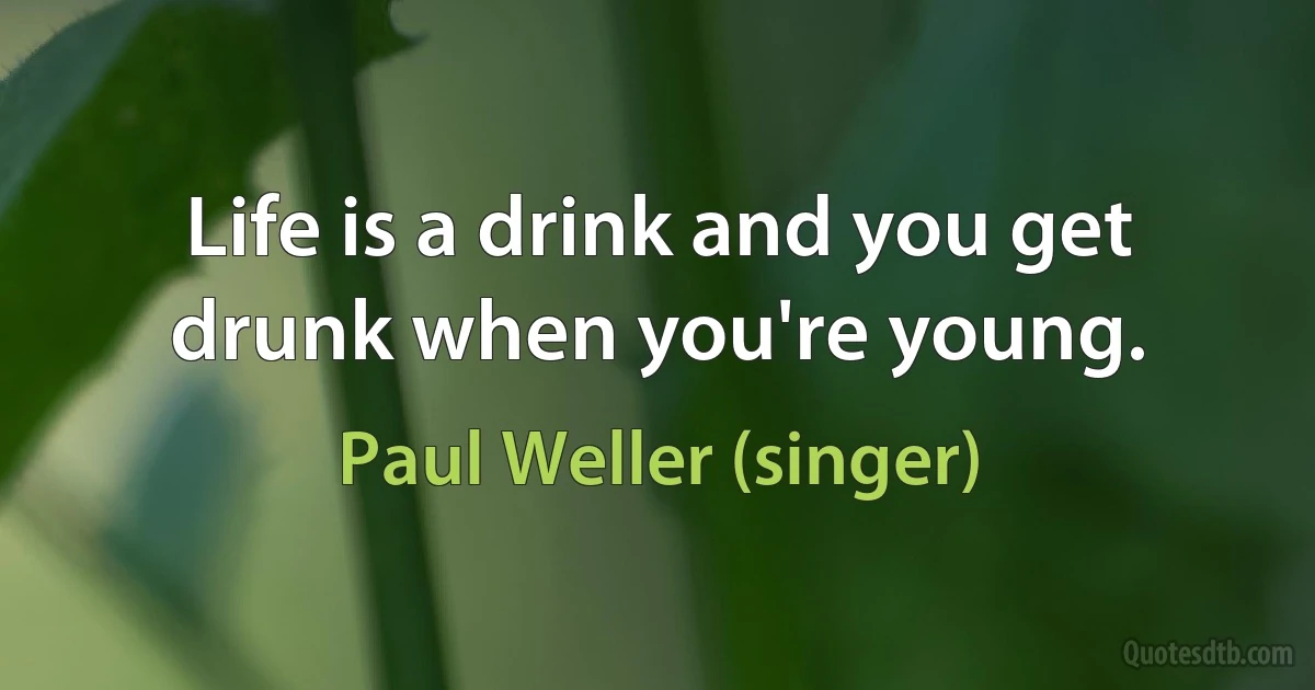 Life is a drink and you get drunk when you're young. (Paul Weller (singer))