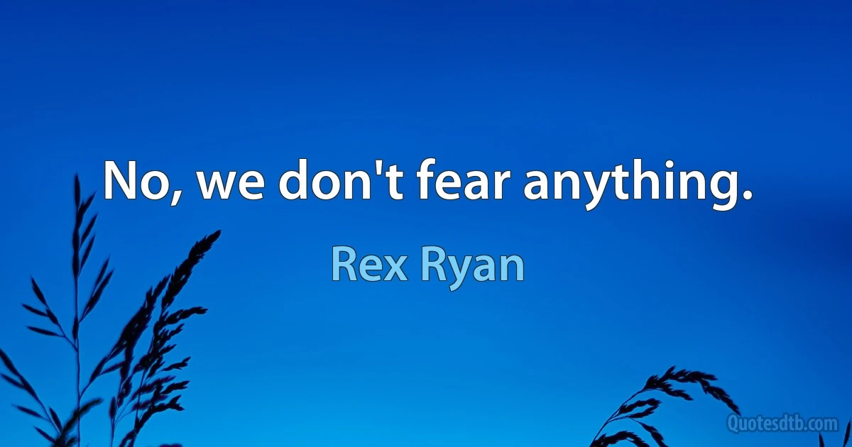 No, we don't fear anything. (Rex Ryan)