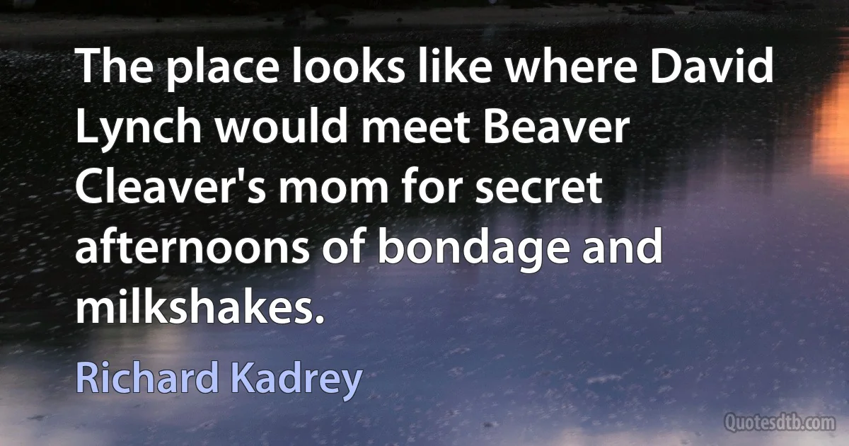 The place looks like where David Lynch would meet Beaver Cleaver's mom for secret afternoons of bondage and milkshakes. (Richard Kadrey)