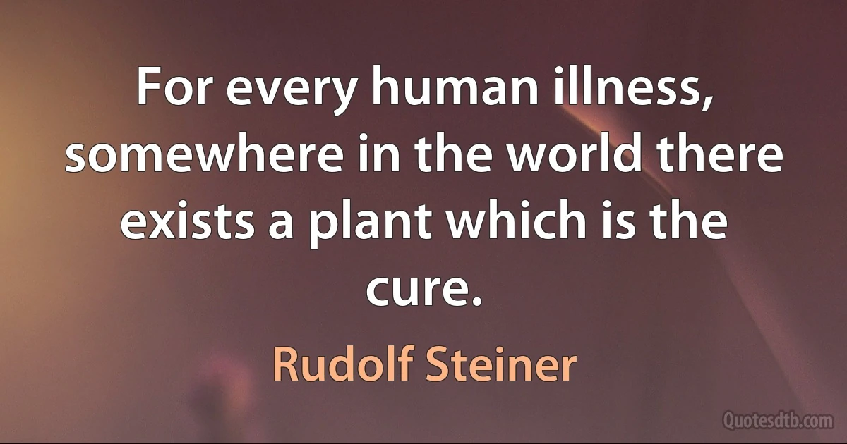 For every human illness, somewhere in the world there exists a plant which is the cure. (Rudolf Steiner)