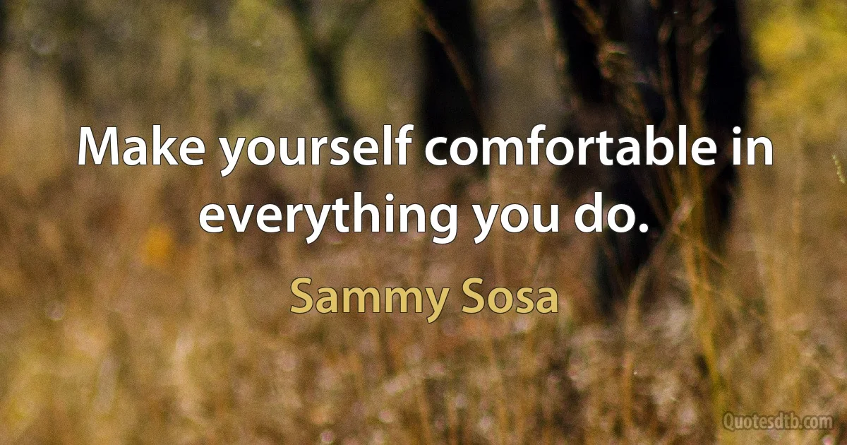 Make yourself comfortable in everything you do. (Sammy Sosa)