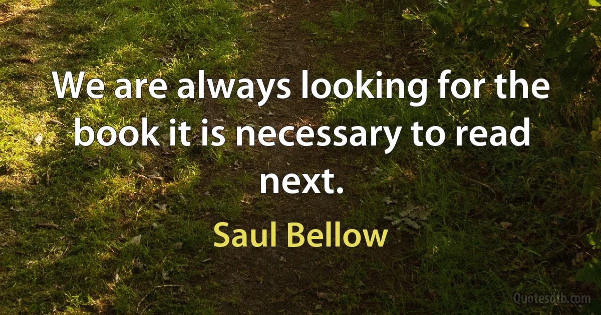 We are always looking for the book it is necessary to read next. (Saul Bellow)