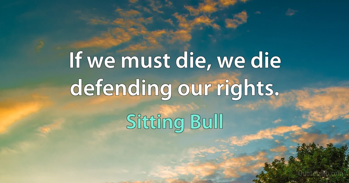 If we must die, we die defending our rights. (Sitting Bull)