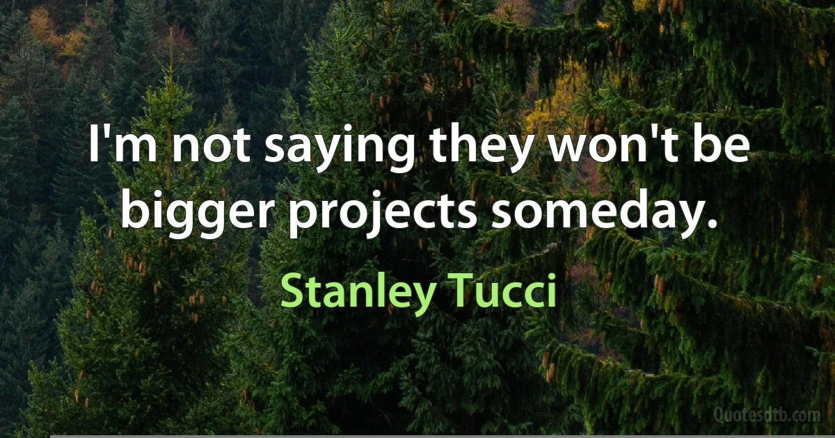 I'm not saying they won't be bigger projects someday. (Stanley Tucci)