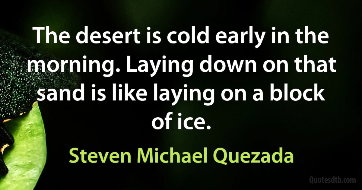 The desert is cold early in the morning. Laying down on that sand is like laying on a block of ice. (Steven Michael Quezada)