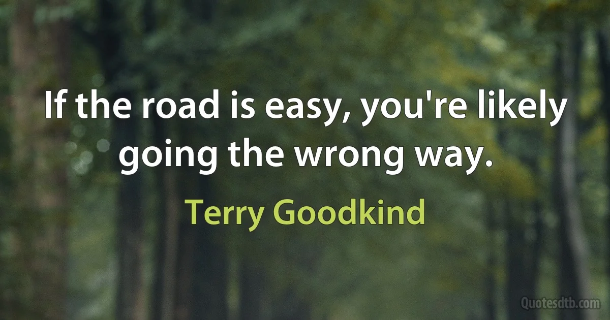 If the road is easy, you're likely going the wrong way. (Terry Goodkind)