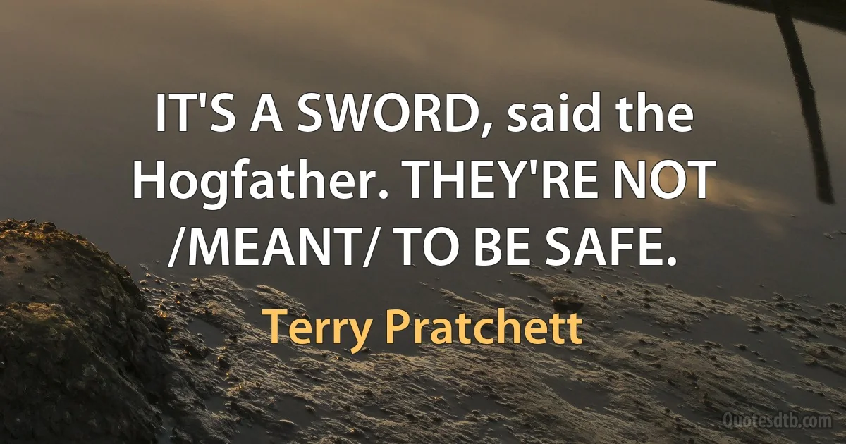 IT'S A SWORD, said the Hogfather. THEY'RE NOT /MEANT/ TO BE SAFE. (Terry Pratchett)