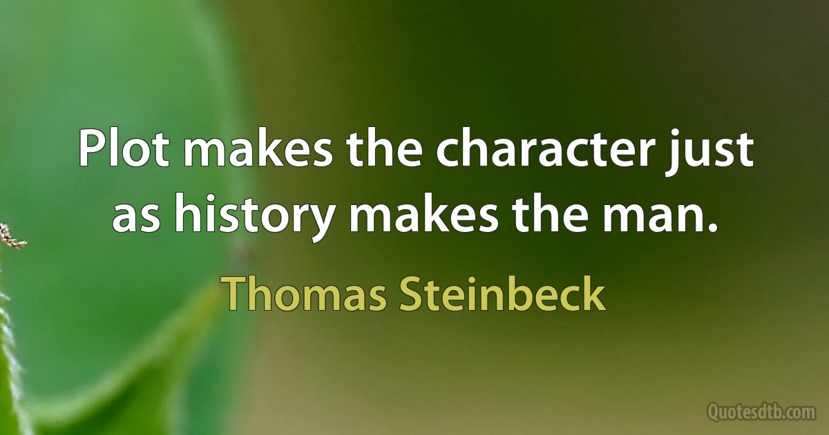 Plot makes the character just as history makes the man. (Thomas Steinbeck)