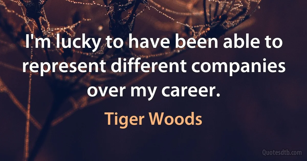 I'm lucky to have been able to represent different companies over my career. (Tiger Woods)