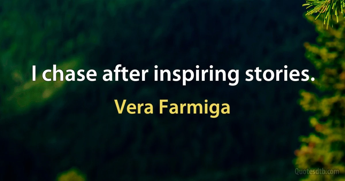 I chase after inspiring stories. (Vera Farmiga)