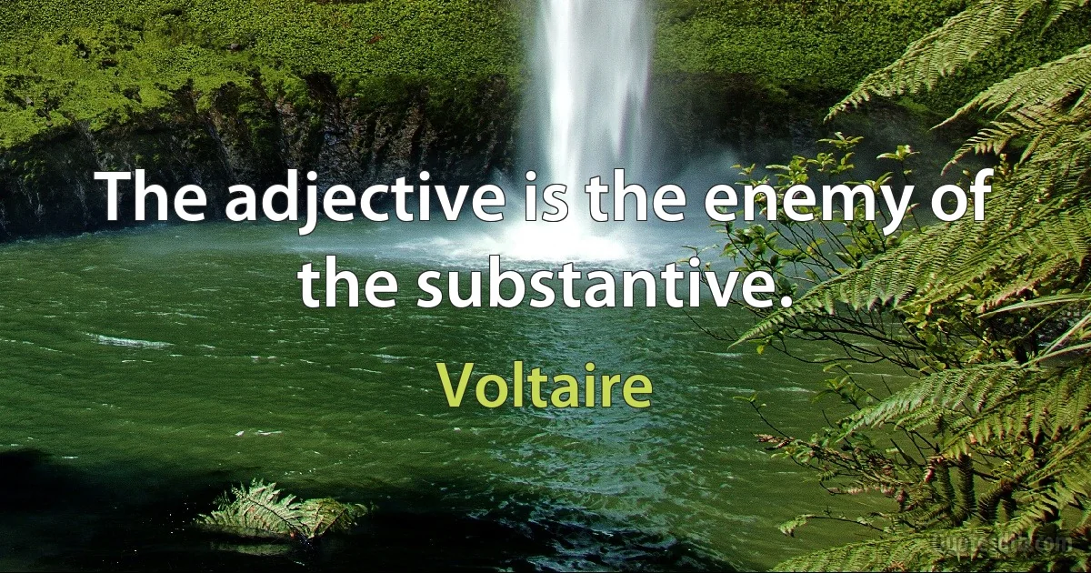 The adjective is the enemy of the substantive. (Voltaire)