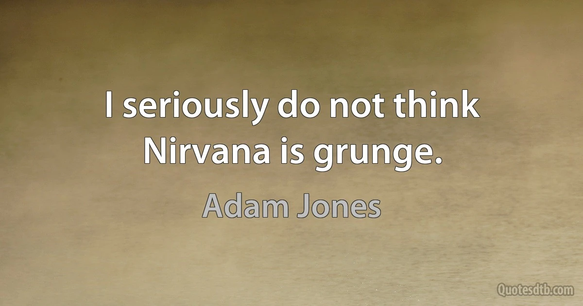 I seriously do not think Nirvana is grunge. (Adam Jones)